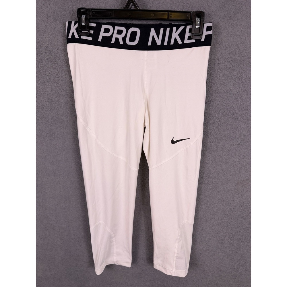 Nike Pro Womens Dri-Fit Compression Pants White Large Read!
